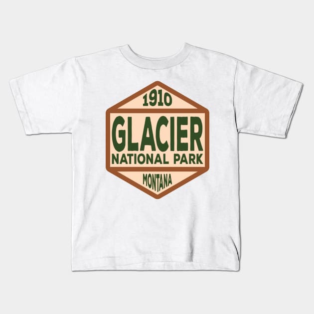 Glacier National Park badge Kids T-Shirt by nylebuss